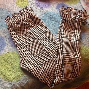 Gingham print fitted pants